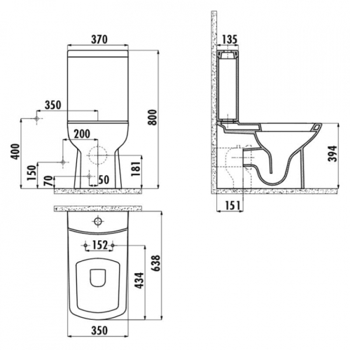 Унітаз-компакт CREAVIT LR360-11CB00E-0000 + бачок унітазу YD.SET.032.05 + сидіння дюропласт KC1603.01.0000E