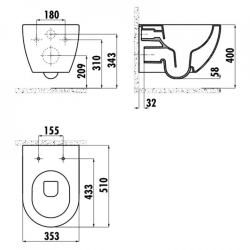 Підвісний унітаз CREAVIT FREE FE322-11SM00E-0000 + сидіння Soft Close KC0903.01.1400E