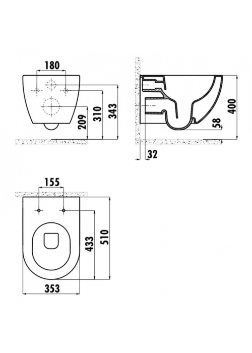 Підвісний унітаз CREAVIT FREE FE322-11SM00E-0000 + сидіння Soft Close KC0903.01.1400E