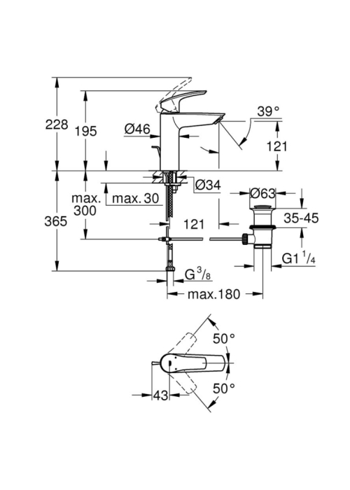 Змішувач одноважільний для раковини Grohe Eurosmart New M-Size (23322003)