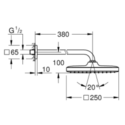 Верхній душ із душовим кронштейном Grohe Tempesta 250 Cube 26687000