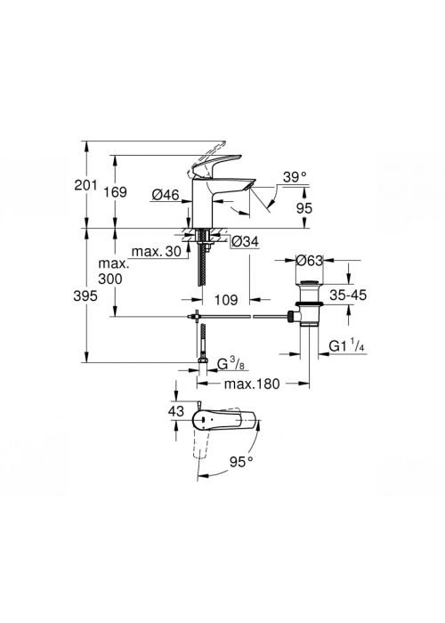 Смеситель для раковины Grohe Eurosmart 32926003