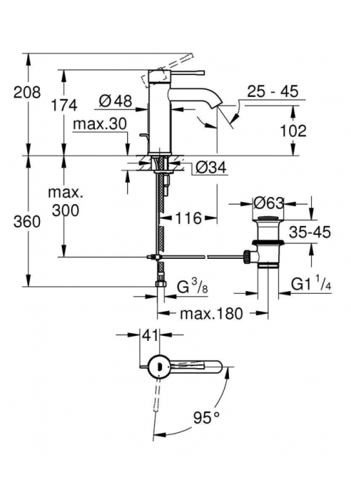 Смеситель для раковины Grohe Essence 23591001