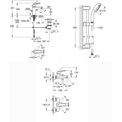 Комплект змішувачів для ванни Grohe Eurosmart New UA123238S0 (33265003+33300003+27926001)