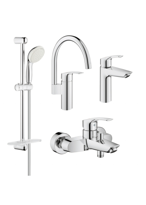 Комплект змішувачів для ванни + змішувач для кухні Grohe Eurosmart New UA123248MK