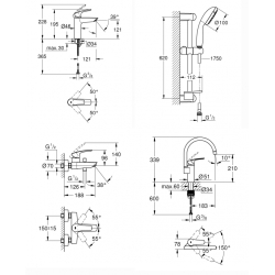 Комплект змішувачів для ванни + змішувач для кухні Grohe Eurosmart New UA123248MK