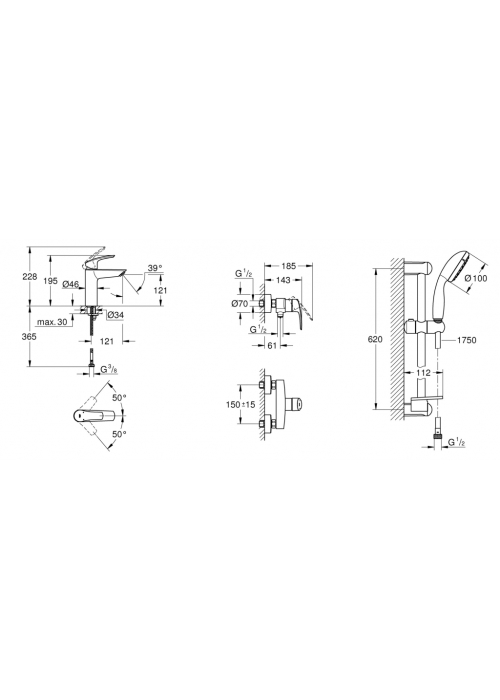 Комплект смесителей для душа Grohe Eurosmart New UA123244M0