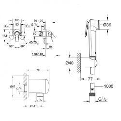 Набор гигиенического душа 3 в 1 Grohe BauFlow UA12164500