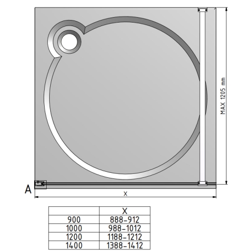 Душова перегородка Roth ECWALK 1000/2050 BK/ČS, 585-1000000-05-02