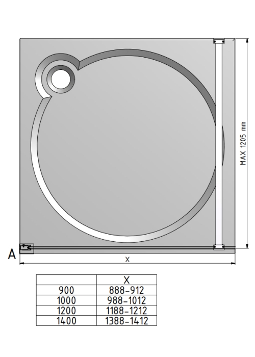 Душевая перегородка Roth ECWALK 1000/2050 BK/ČS, 585-1000000-05-02