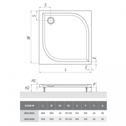 Душевой поддон Roth ALOHA-M čtverec sprch.van. 900x900x30, 8000154