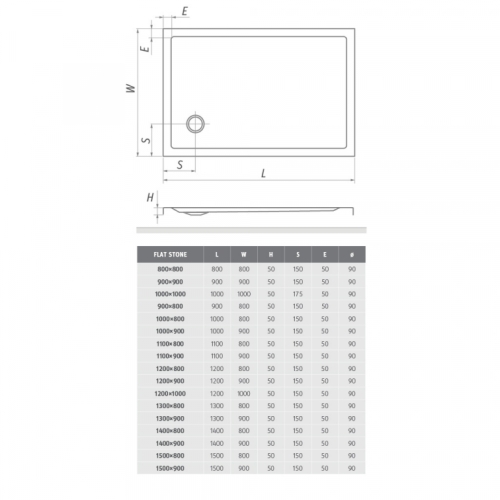 Душовий піддон Roth SPRCH. VANIČKA FLAT STONE 900×900 White, 8000313