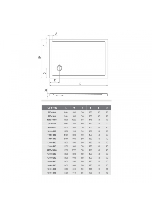 Душовий піддон Roth SPRCH. VANIČKA FLAT STONE 900×900 White, 8000313