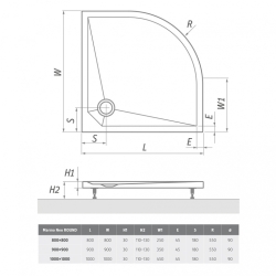 Душовий піддон Roth Marmo Neo Round 800x800 R:550 White, MAN RO 080080 2E