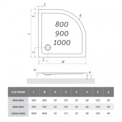 Душовий піддон Roth SPRCH. VANIČKA FLAT ROUND 800×800, 8000115