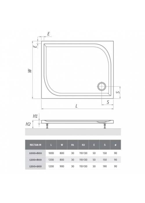 Душовий піддон Roth SPRCH. VANIČKA RECTAN M 1000x800x30, 8000166