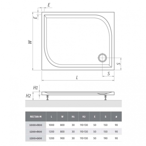 Душовий піддон Roth SPRCH. VANIČKA RECTAN M 1200x900x30, 8000168