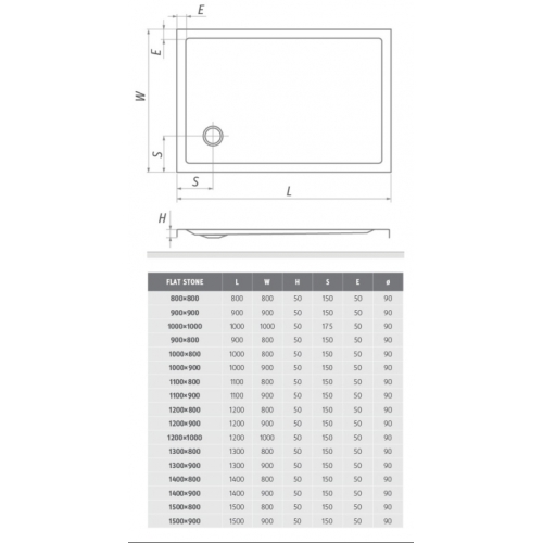 Душовий піддон Roth SPRCH. VANIČKA FLAT STONE 800×900 Anth., 8000316