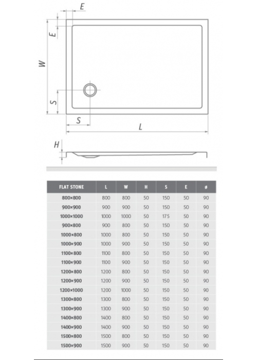 Душовий піддон Roth SPRCH. VANIČKA FLAT STONE 800×900 Anth., 8000316