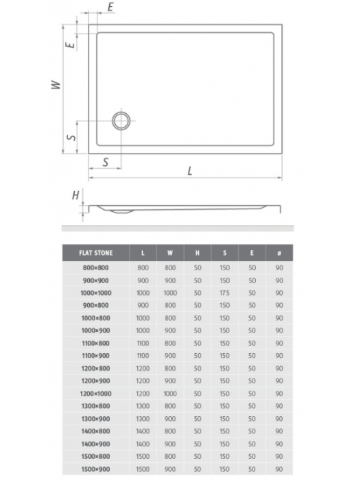 Душевой поддон Roth SPRCH. VANIČKA FLAT STONE 1000×800 White, 8000319