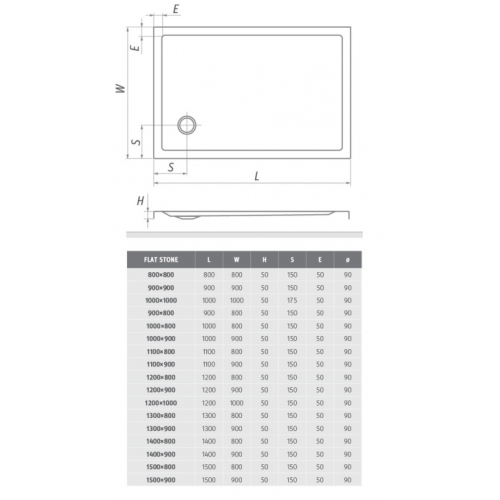 Душовий піддон Roth SPRCH. VANIČKA FLAT STONE 1000×900 White, 8000321