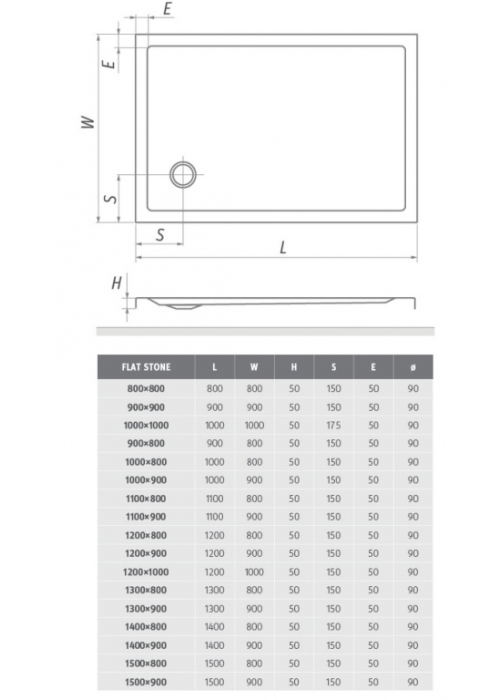 Душовий піддон Roth SPRCH. VANIČKA FLAT STONE 1100×900 White, 8000325