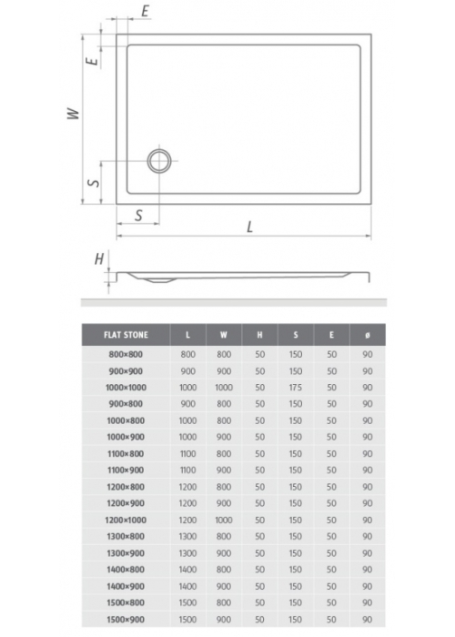 Душовий піддон Roth SPRCH. VANIČKA FLAT STONE 1300×800 Anth., 8000332