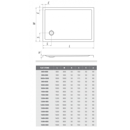 Душовий піддон Roth SPRCH. VANIČKA FLAT STONE 1300×800 White, 8000333