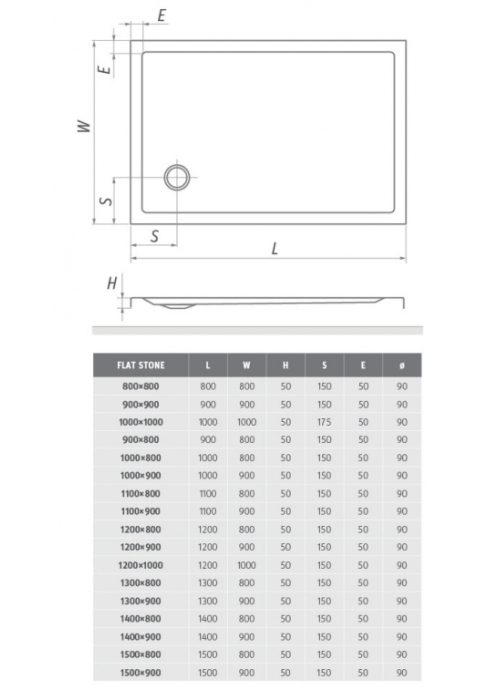 Душовий піддон Roth SPRCH. VANIČKA FLAT STONE 1300×800 White, 8000333