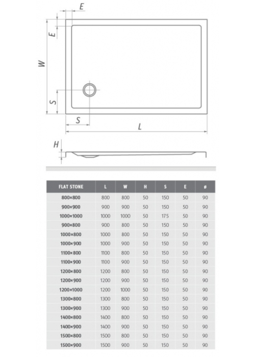 Душовий піддон Roth SPRCH. VANIČKA FLAT STONE 1400×900 Anth., 8000338