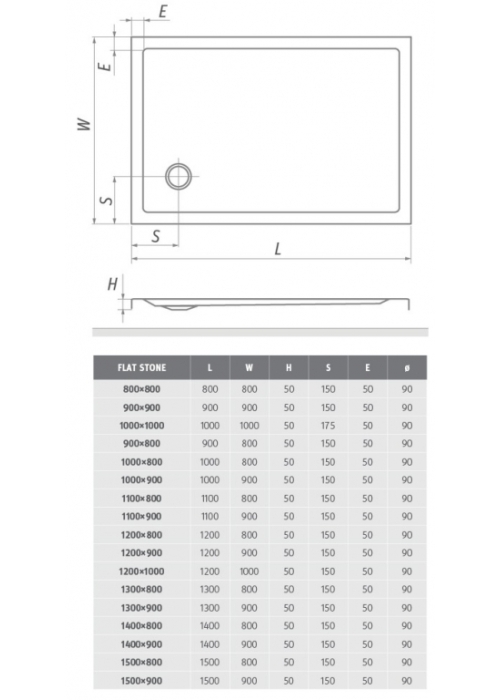 Душовий піддон Roth SPRCH. VANIČKA FLAT STONE 1400×900 White, 8000339