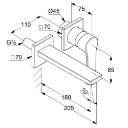 Смеситель для умывальника настенный Kludi Zenta SL 482440565