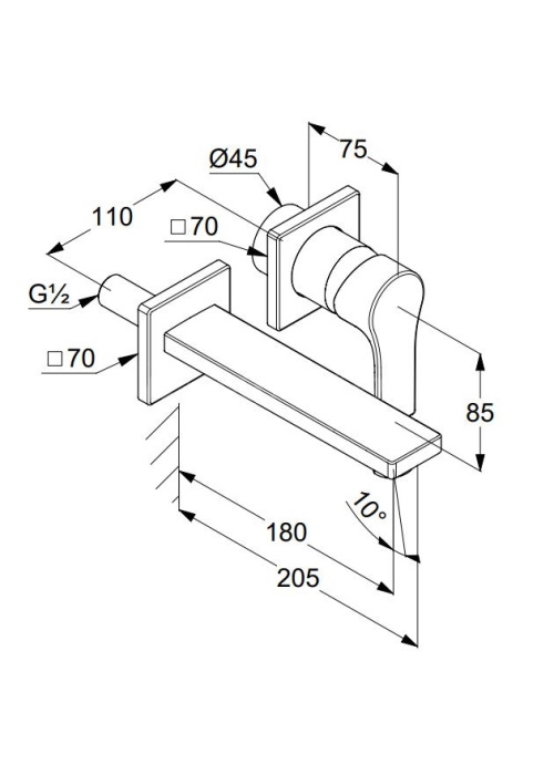 Смеситель для умывальника настенный Kludi Zenta SL 482440565