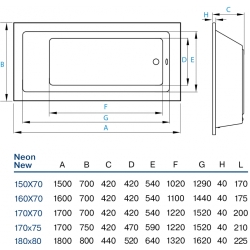 Ванна акриловая прямоугольная Koller  Pool NEON NEW 160x70