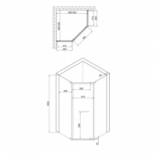 Душевая кабина Lidz Dozorca SC90x90.CRM.LOW.TR, стекло прозрачное 6 мм без поддона LDSC9090CRMLOWTR2