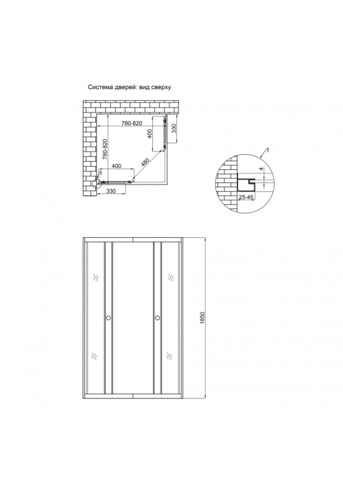 Душова кабіна Lidz Wawel SC80x80.SAT.LOW.FR, скло Frost 4 мм без піддону LWASC8080SATLOWFR2