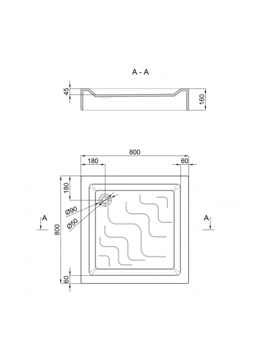 Душовий піддон Lidz Mazur ST80x80x16 LMAST808016
