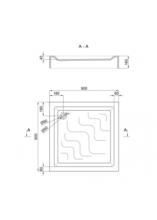 Душовий піддон Lidz Mazur ST90x90x16 LMAST909016