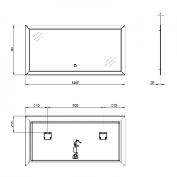 Дзеркало Qtap Aries 140x70 з LED-підсвічуванням QT0378160170140W