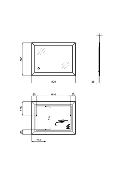 Дзеркало Qtap Aries 60x80 з LED-підсвічуванням, Reverse QT037816016080W