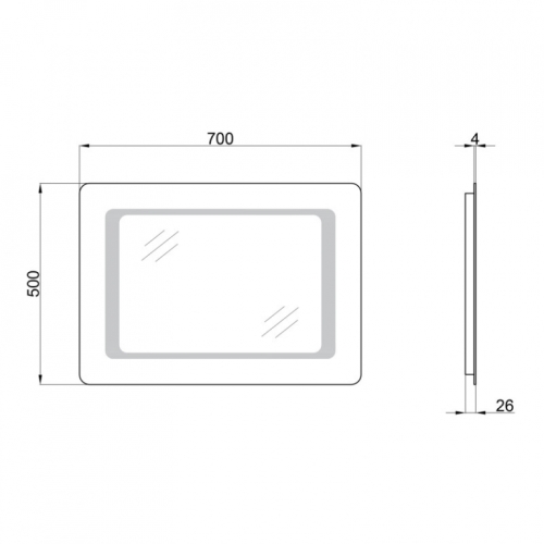 Дзеркало Qtap Leo 50x70 з LED-підсвічуванням, Reverse QT117812086080W