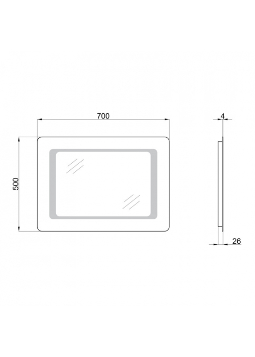 Дзеркало Qtap Leo 50x70 з LED-підсвічуванням, Reverse QT117812086080W