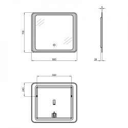 Дзеркало Qtap Leo 80x70 з LED-підсвічуванням QT117814187080W