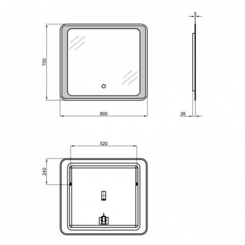 Дзеркало Qtap Leo 80x70 з LED-підсвічуванням QT117814187080W