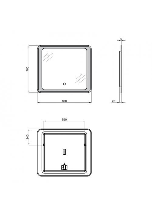 Дзеркало Qtap Leo 80x70 з LED-підсвічуванням QT117814187080W