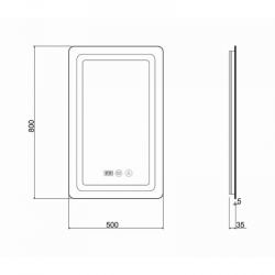 Дзеркало Qtap Mideya 50x80 (DC-F911) з LED-підсвічуванням та антизапотіванням QT2078F911W