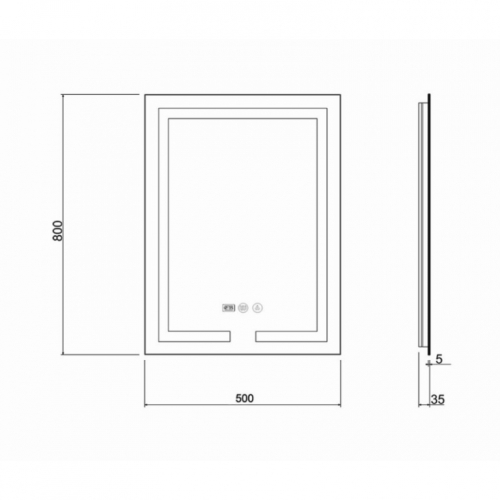 Дзеркало Qtap Mideya 50x80 (DC-F936) з LED-підсвічуванням та антизапотіванням QT2078F936W