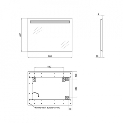 Дзеркало Qtap Mideya Modern 60x80 з LED-підсвічуванням, Reverse QT207814146080W