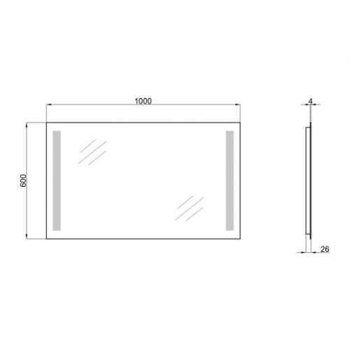 Дзеркало Qtap Mideya New 100x60 з LED-підсвічуванням, Reverse QT20781403W