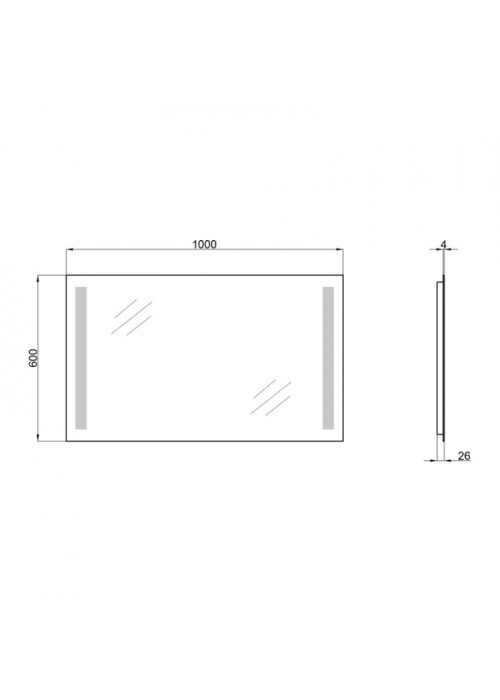 Дзеркало Qtap Mideya New 100x60 з LED-підсвічуванням, Reverse QT20781403W